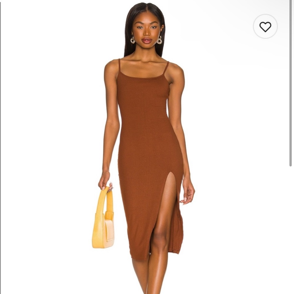 Brown superdown midi slit dress - revolve